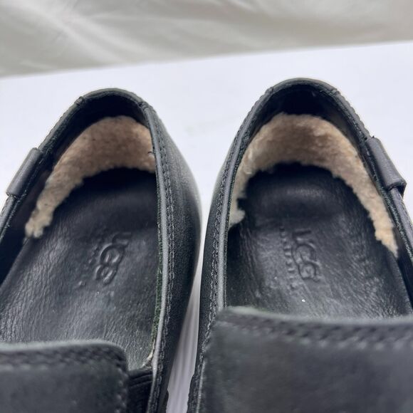 UGG Men\'s Leather Slip On Casual Loafers Shoes Black Size 10